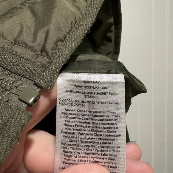 Noisy May Flora Quilted Jacket Olive Green Size Medium - Picture 6 of 7